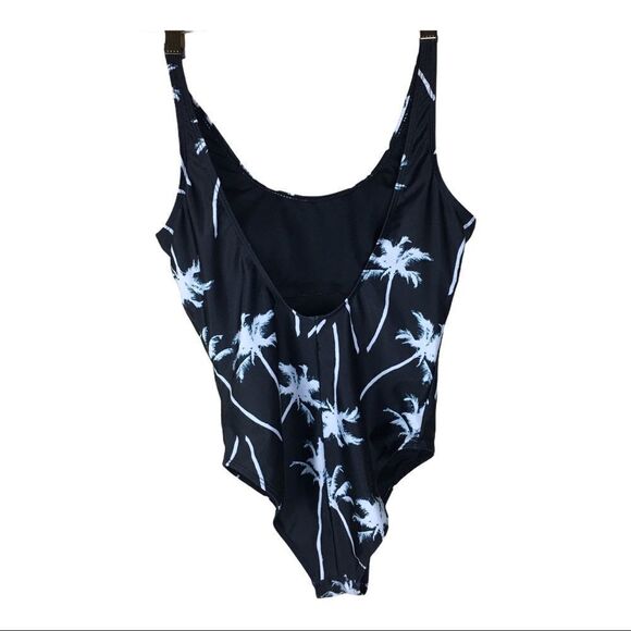 Aeropostale Black Palm Tree One Piece Swimsuit M - Picture 2 of 5